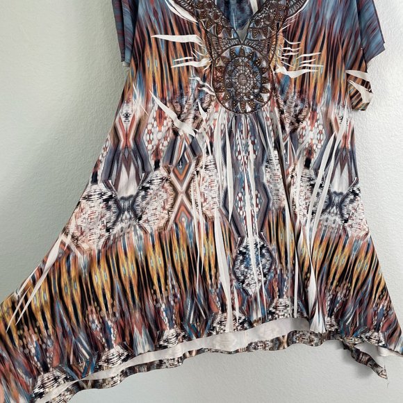 World Unity Womens Plus XXL Tunic Top Short Sleeve Asymmetrical Hem Shirt - Picture 10 of 13